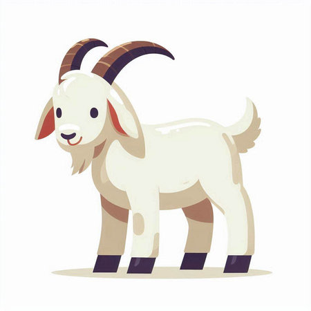 Goat on white background. Cute cartoon goat. Vector illustration.のイラスト素材