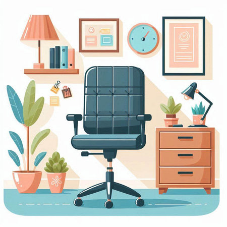 Office chair in flat style. Furniture and accessories. Vector illustrationのイラスト素材