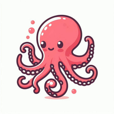 Cute cartoon octopus. Vector illustration isolated on white background.のイラスト素材