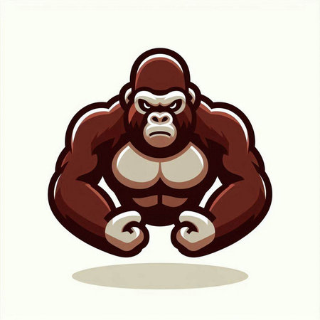 Gorilla sport mascot isolated on white background. Vector illustration.のイラスト素材