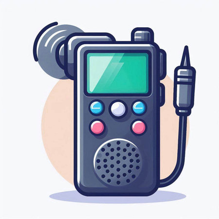 Portable portable radio with microphone on white background. Vector illustration.のイラスト素材