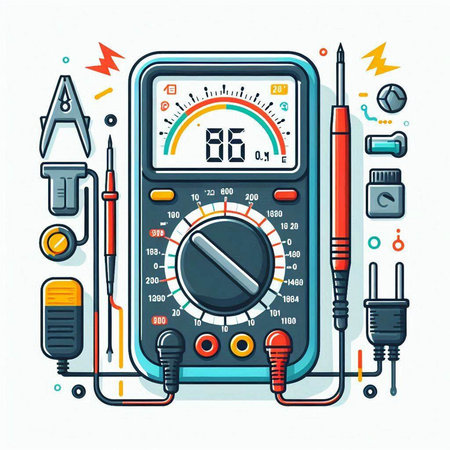 Digital multimeter on white background. Multimeter vector illustration in flat style.のイラスト素材