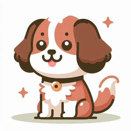 Cute cartoon dog on a white background. Vector illustration in a flat style.のイラスト素材