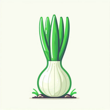 Green onion. Vector illustration. Isolated on a white background.のイラスト素材