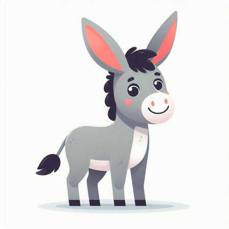 Cartoon cute donkey. Vector illustration of a funny cartoon donkey.のイラスト素材