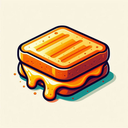 Sandwich icon. Vector illustration of a sandwich with butter and honey.のイラスト素材