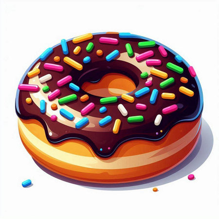Illustration of a donut with sprinkles on a white backgroundのイラスト素材