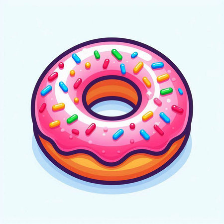 Donut with pink glaze and sprinkles. Vector illustration.のイラスト素材