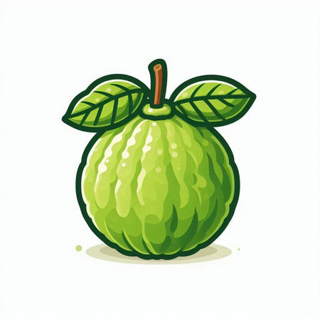 Fresh guava fruit isolated on white background. Hand drawn vector illustration.のイラスト素材