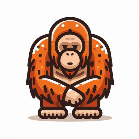 Vector illustration of a cute cartoon orangutan. Isolated on white background.のイラスト素材