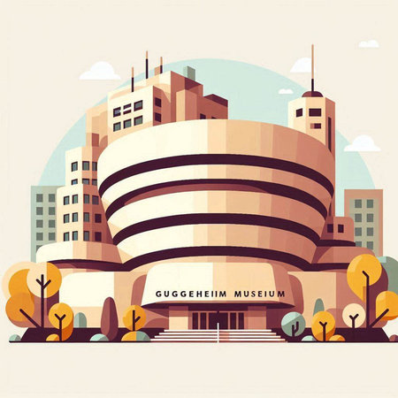 Modern building in the city. Vector illustration in flat design style.のイラスト素材