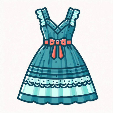 Cute hand drawn vector illustration of a dress. Cartoon style.のイラスト素材