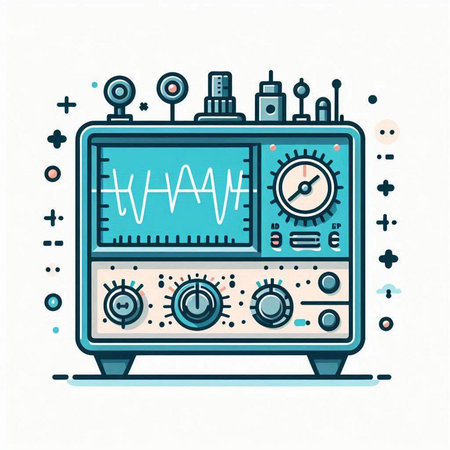 Vector illustration of medical equipment in flat linear style. Diagnostic device.のイラスト素材