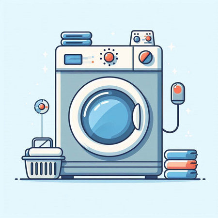 Laundry service concept. Washing machine. Vector illustration.のイラスト素材