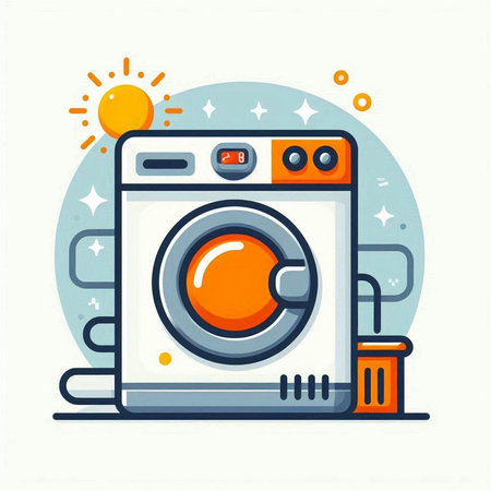 Washing machine icon in flat style. Laundry service vector illustration.のイラスト素材