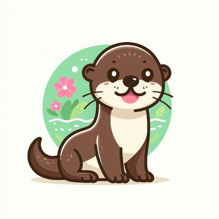 Cute otter vector illustration. Cute cartoon animal character.のイラスト素材