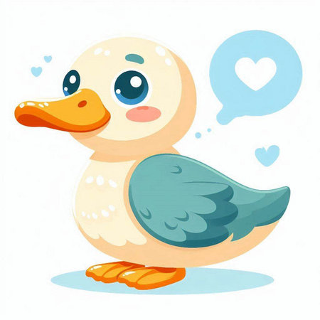 Duck in love. Cute cartoon character. Vector illustration.のイラスト素材