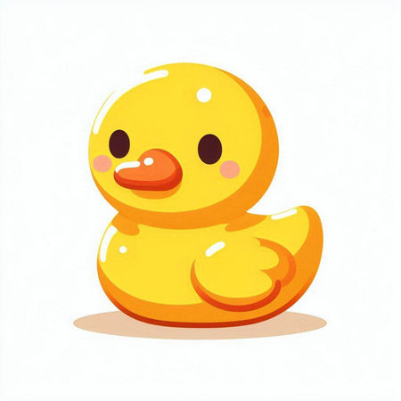 Cute yellow rubber duck isolated on white background. Vector illustration.のイラスト素材