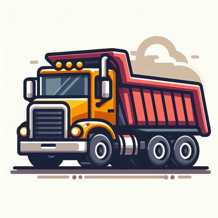Dump truck. Vector illustration isolated on white background. Flat style.のイラスト素材