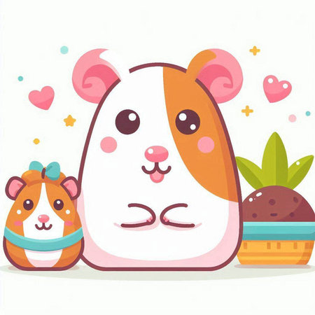 Cute hamster with easter eggs. Vector illustration in cartoon styleのイラスト素材