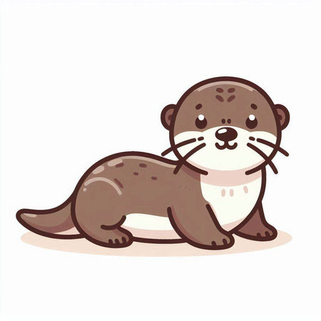 Cute otter on a white background. Vector illustration in cartoon style.のイラスト素材