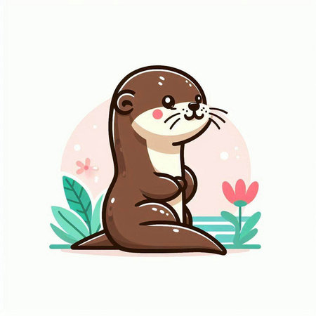 Cute otter. Vector illustration. Cute cartoon animal.のイラスト素材