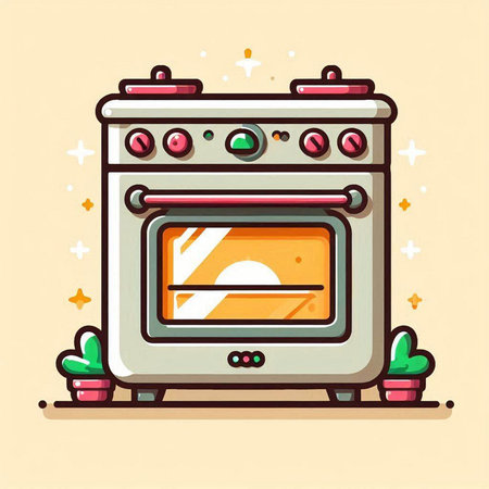 Illustration of a modern electric stove on a light background. Vector illustrationのイラスト素材