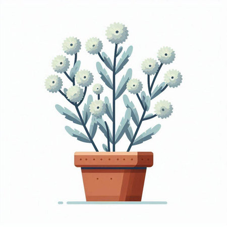 Flower in pot isolated on white background. Flat style vector illustration.のイラスト素材