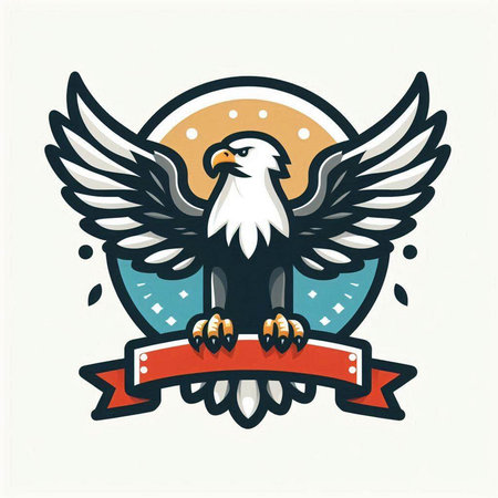 Eagle emblem with ribbon. Vector illustration for t-shirt print.のイラスト素材
