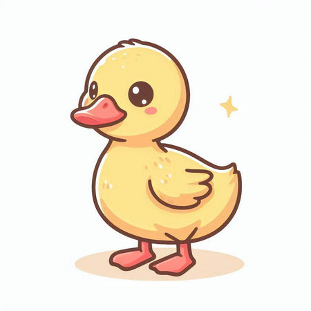 Cute duckling. Vector illustration isolated on a white background.のイラスト素材