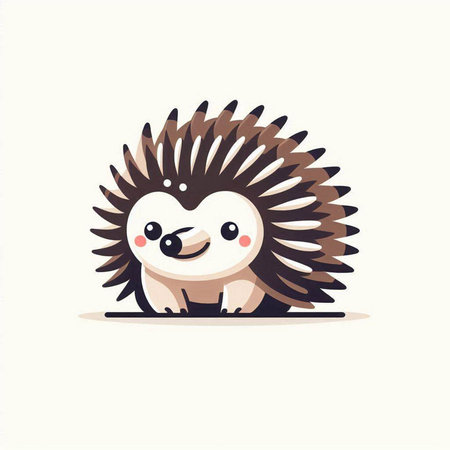 Cute cartoon hedgehog on a white background. Vector illustration.のイラスト素材