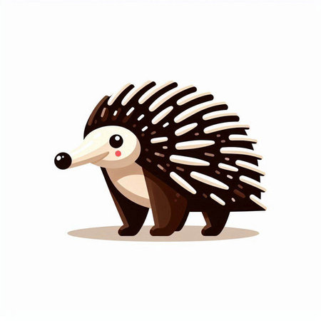 Cute cartoon hedgehog. Vector illustration isolated on white background.のイラスト素材