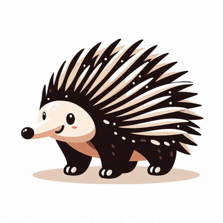 Cute cartoon hedgehog on a white background. Vector illustration.のイラスト素材