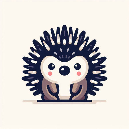 Cute cartoon hedgehog. Vector illustration in a flat style.のイラスト素材