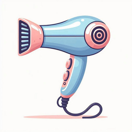 Hair dryer isolated on white background. Vector cartoon illustration.のイラスト素材