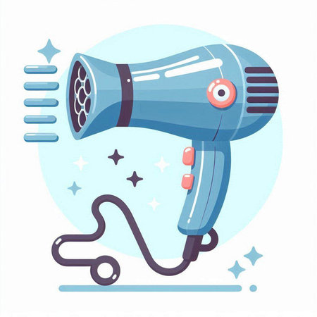 Hair dryer. Vector illustration in cartoon style on white background.のイラスト素材