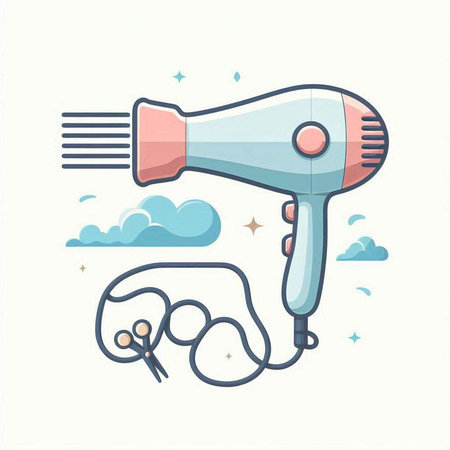 Hairdryer icon. Flat illustration of hair dryer icon for web designのイラスト素材
