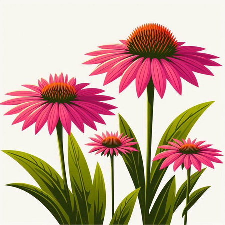 Echinacea flowers. Vector illustration of echinacea flowers.のイラスト素材