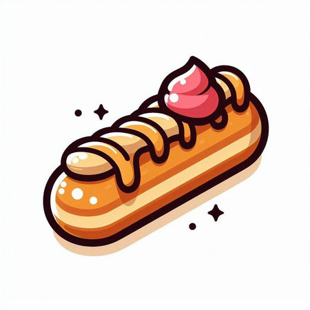 Vector illustration of sweet eclair with cream isolated on white background.のイラスト素材