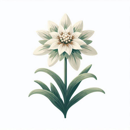 White dahlia flower isolated on white background. Vector illustration.のイラスト素材