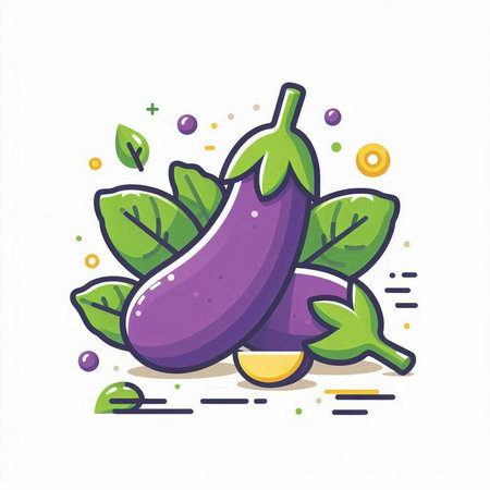 Eggplant vector illustration. Flat style design. Vegetable icon.のイラスト素材