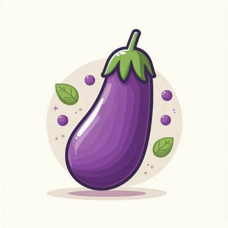 Illustration of a purple eggplant on a white background - vectorのイラスト素材