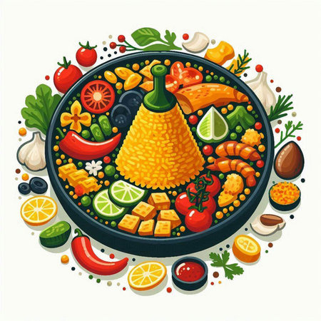 Mexican cuisine vector illustration. Traditional mexican food. Traditional mexican cuisine.のイラスト素材