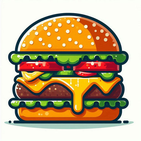 Hamburger icon. Vector illustration of fast food hamburger.のイラスト素材