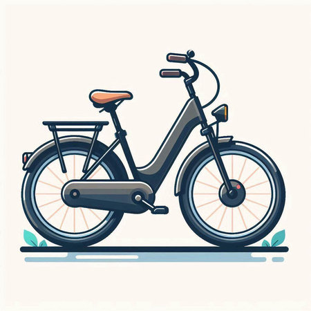 Bicycle on the road. Vector illustration in flat design style.のイラスト素材