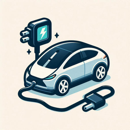 Electric car charging station vector illustration. Electric car charging station icon.のイラスト素材