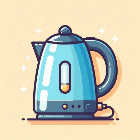 Electric kettle icon in flat style. Vector illustration of electric kettle.のイラスト素材