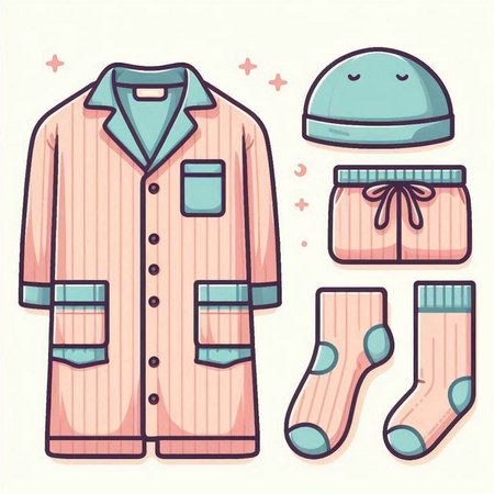 Set of winter clothes and accessories. Vector illustration in flat style.のイラスト素材