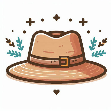 Illustration of a brown cowboy hat on a white background - vectorのイラスト素材