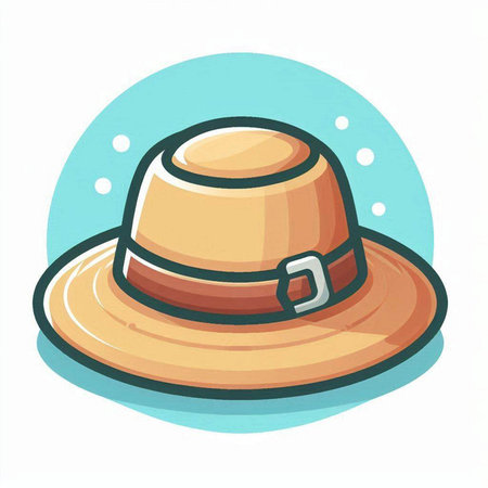 Vector illustration of a hat in cartoon style on a white background.のイラスト素材